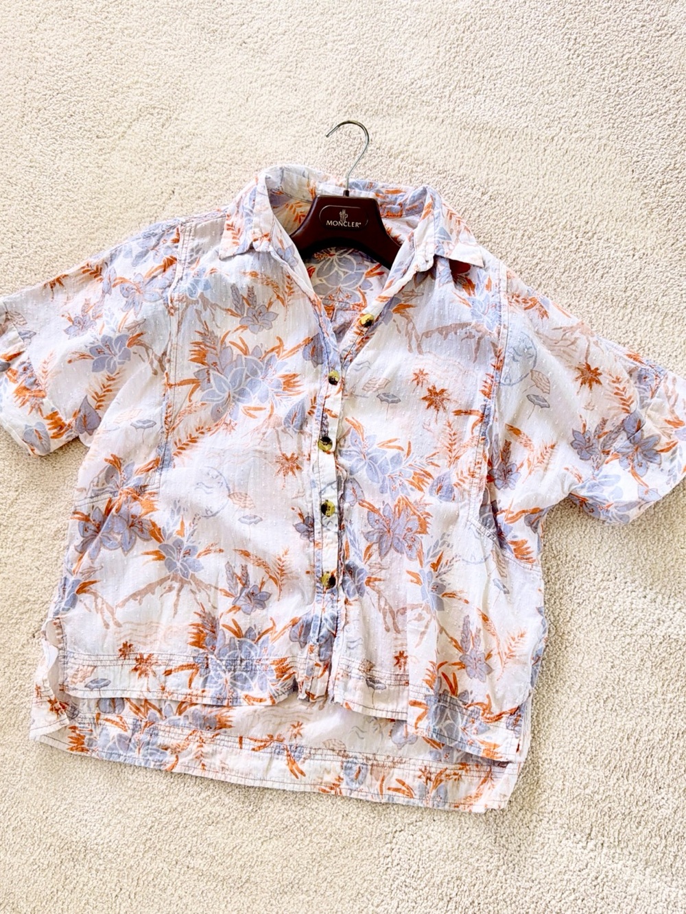 NEW! Free People Boyfriend Boxy Floral Gauzy Cotton Aloha Shirt XS We the free